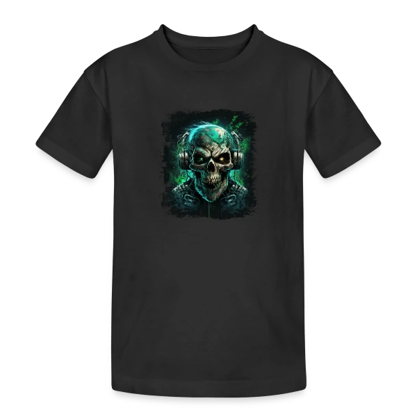 Zombie Métalleux au Casque Audio sur T-shirt coton épais ado