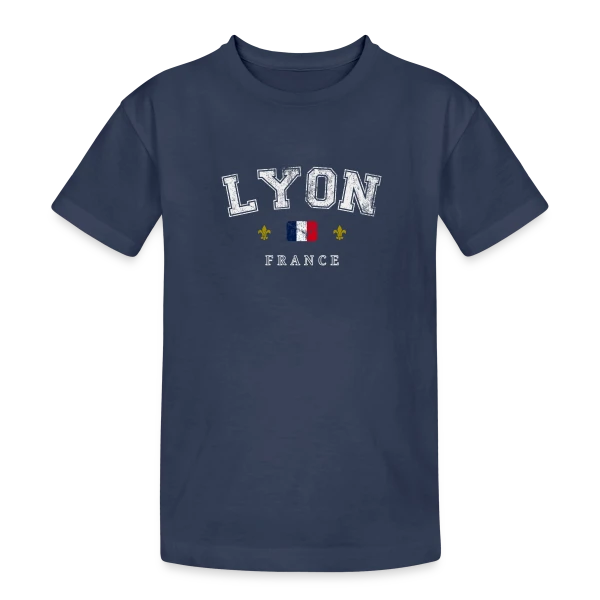 Lyon France Vintage sur T-shirt coton épais ado