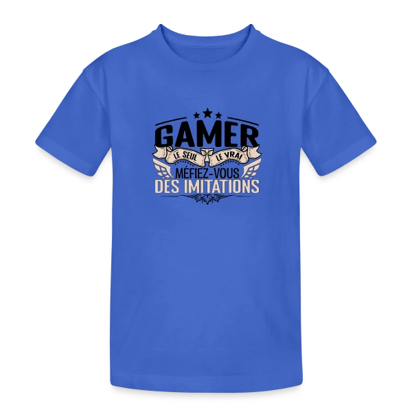 'Le Vrai Gamer' : Méfiez-vous des Imitations sur T-shirt coton épais ado