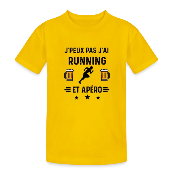 Je Peux Pas J'ai Running Apéro sur T-shirt coton épais ado