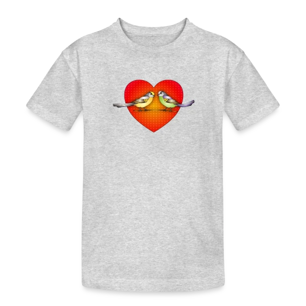 Oiseaux Amoureux Cœur sur T-shirt coton épais ado