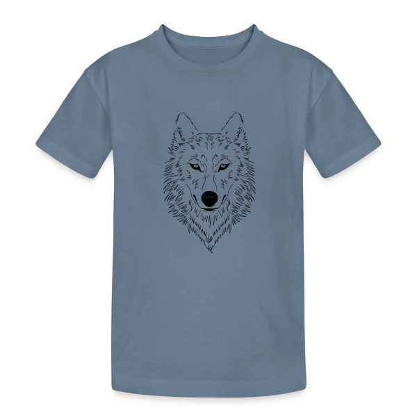 Loup Stylisé Majestueux sur T-shirt coton épais ado
