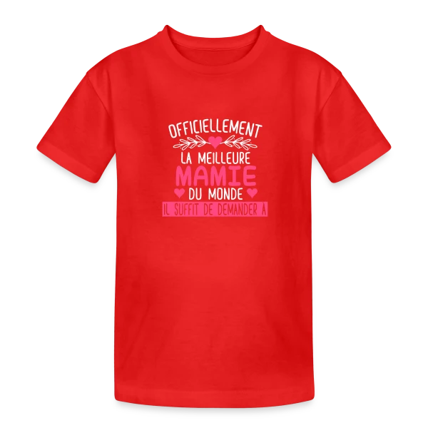 Officiellement Meilleure Mamie du Monde : T-shirt Cadeau Personnalisé sur T-shirt coton épais ado