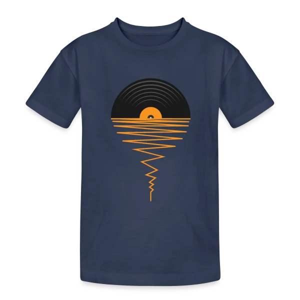 Collectionneur de Vinyles Coucher de Soleil sur T-shirt coton épais ado
