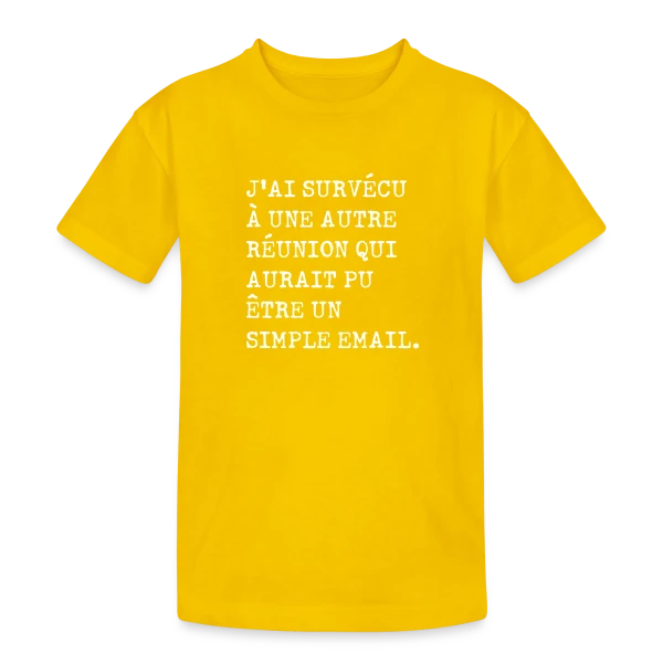 Humour Réunion : J'ai survécu sur T-shirt coton épais ado