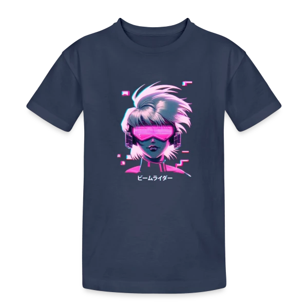 Synthwave Anime Girl : Cyberpunk Néon Rétro sur T-shirt coton épais ado
