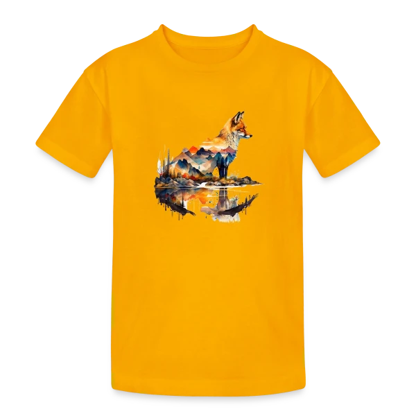 Renard Paysage Montagneux sur T-shirt coton épais ado