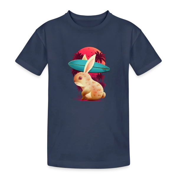 Lapin Surfeur Estival sur T-shirt coton épais ado