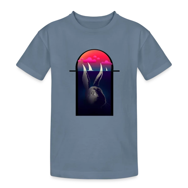 Lapin Navigateur et Bateaux sur T-shirt coton épais ado