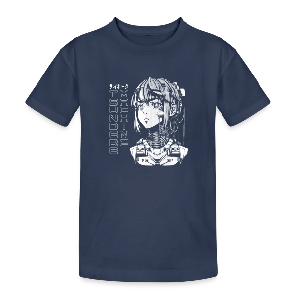 Cyber Girl Tsundere Manga : Buste Cyborg Féminin sur T-shirt coton épais ado
