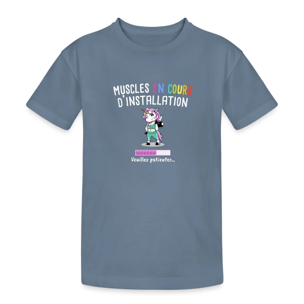 Muscles en Cours : Licorne Fitness Humour - Cadeau Sportif sur T-shirt coton épais ado