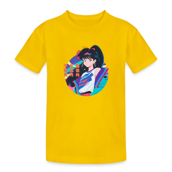 Fille Anime Rétro 80s/90s Windbreaker sur T-shirt coton épais ado
