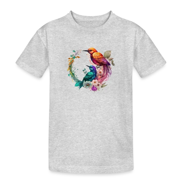 Oiseaux du Paradis Fleuris sur T-shirt coton épais ado