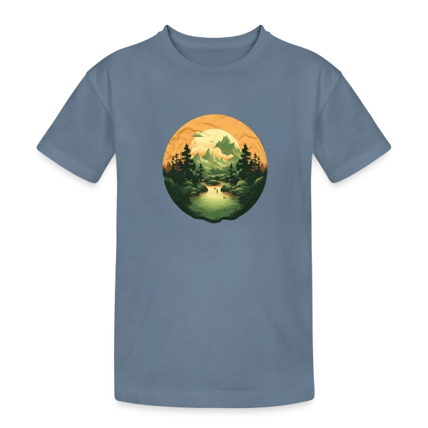 Paysage Naturel : Design Sérénité sur T-shirt coton épais ado
