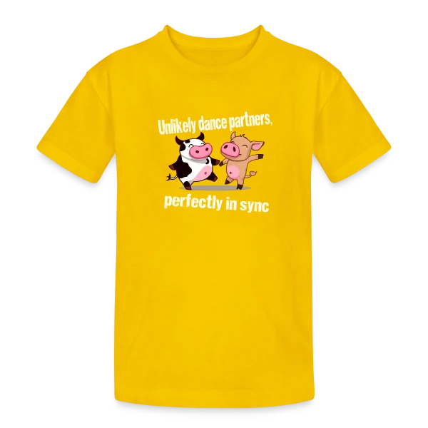 Vache et Cochon Danseurs sur T-shirt coton épais ado
