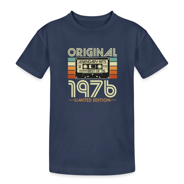Cassette Rétro 1976 Légendaire sur T-shirt coton épais ado