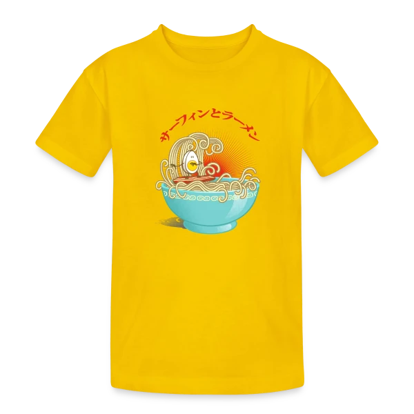 Surf & Ramens : L'Œuf glisse dans le bol sur T-shirt coton épais ado