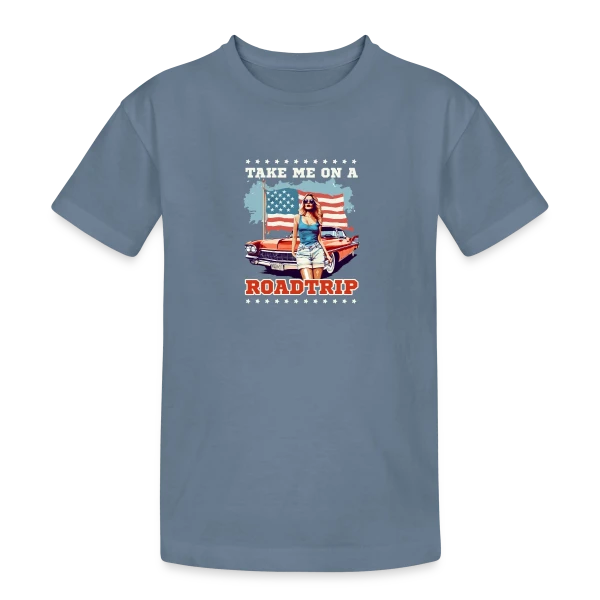 Roadtrip Américain Rétro sur T-shirt coton épais ado