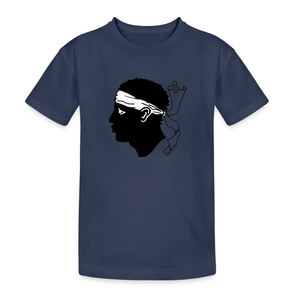 Profil Tête de Maure Corse sur T-shirt coton épais ado