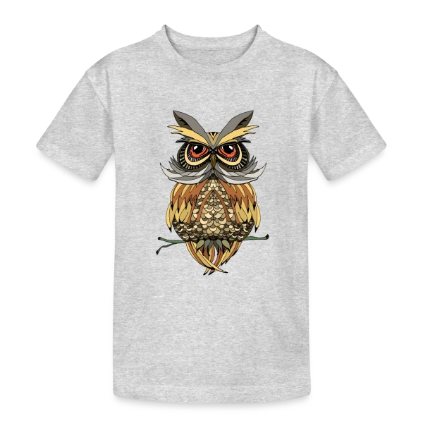 Hibou Majestueux Stylisé sur T-shirt coton épais ado