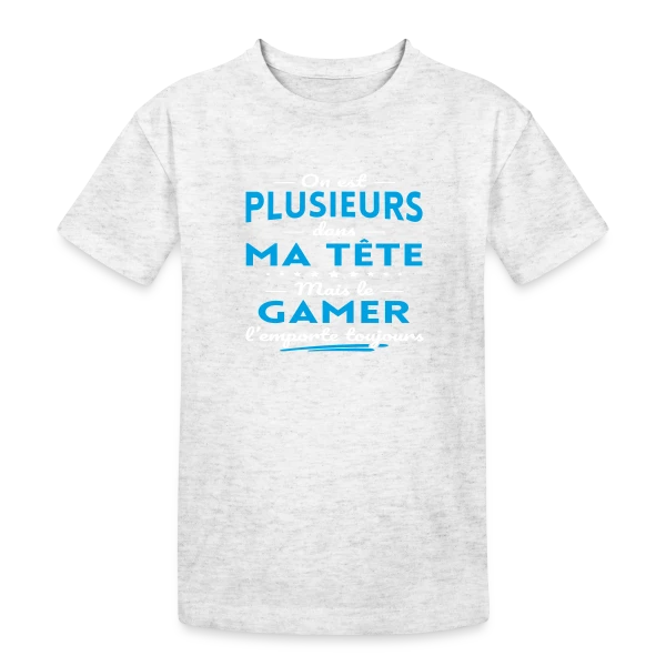 Humour Gamer: 'On est plusieurs dans ma tête...' sur T-shirt coton épais ado