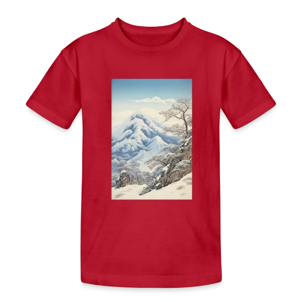 Paysage d'Hiver Asiatique Style Anime Vintage sur T-shirt coton épais ado