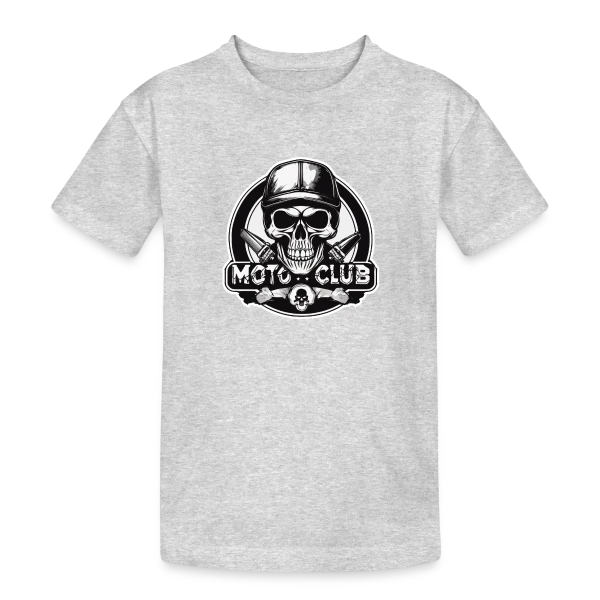 Tête de Mort Motard Rétro – Club Moto sur T-shirt coton épais ado