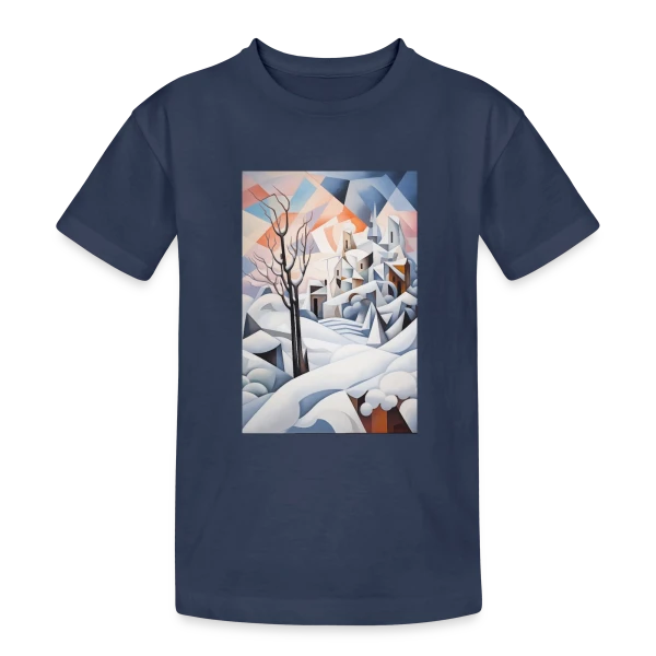 Paysage Hivernal Géométrique sur T-shirt coton épais ado