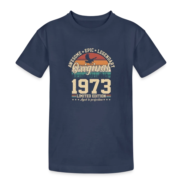 Légende Vintage 1973 sur T-shirt coton épais ado