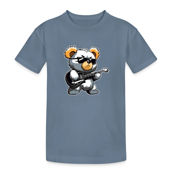 Ours en Peluche Heavy Metal à la Guitare sur T-shirt coton épais ado