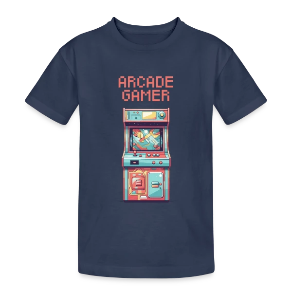 Arcade Gamer Rétro : Le Culte des Salles Obscures sur T-shirt coton épais ado