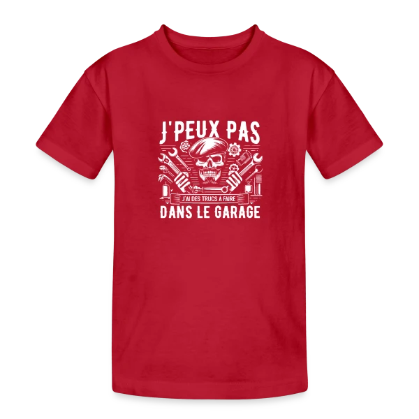 J'peux pas J'ai Garage | T-Shirt Humour Mécanicien Auto sur T-shirt coton épais ado