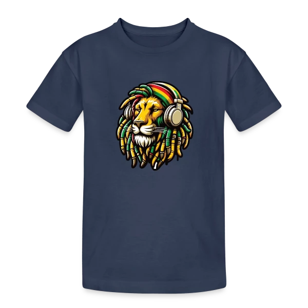 Lion Rasta Musique sur T-shirt coton épais ado