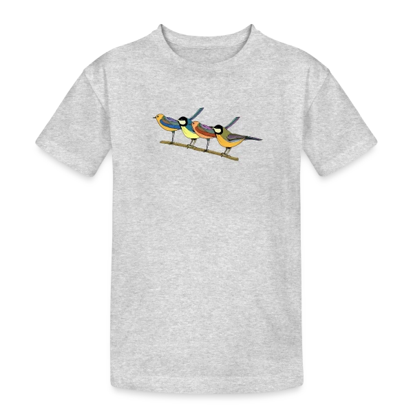 Quatre Oiseaux Colorés sur T-shirt coton épais ado
