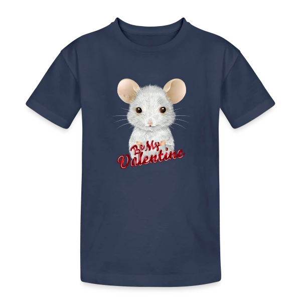 Adorable Souris Blanche de la Saint-Valentin sur T-shirt coton épais ado