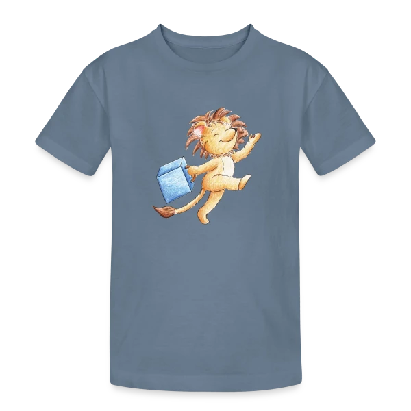 Lion Voyageur Joyeux sur T-shirt coton épais ado