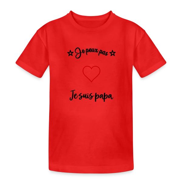 Cœur Papa : Je t'aime Super Papa sur T-shirt coton épais ado