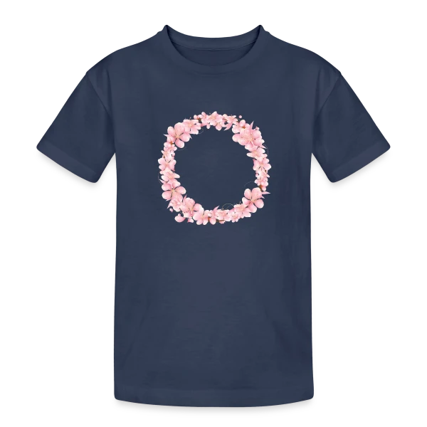 Couronne Florale Rosée : L'Éclat du Printemps sur T-shirt coton épais ado