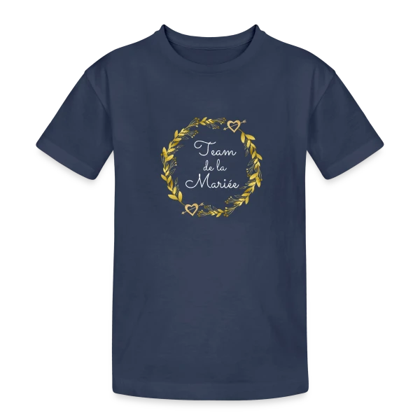 Team de la Mariée EVJF : T-shirt Couronne de Fleurs pour Enterrement de Vie de Jeune Fille sur T-shirt coton épais ado