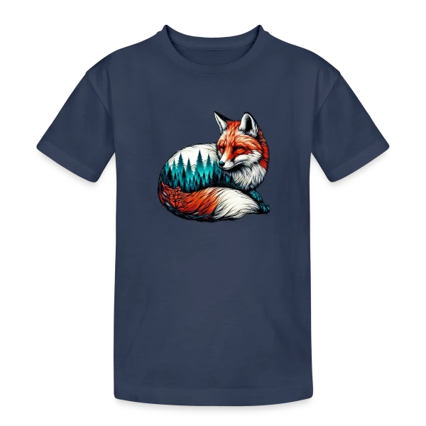 Renard Forêt Enchantée sur T-shirt coton épais ado