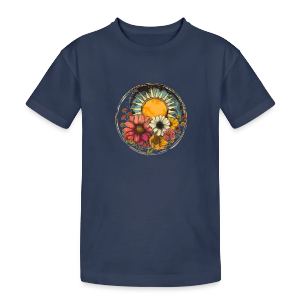 Soleil Floral Bohème sur T-shirt coton épais ado
