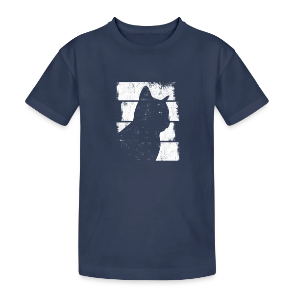 Silhouette Chat Minimaliste sur T-shirt coton épais ado