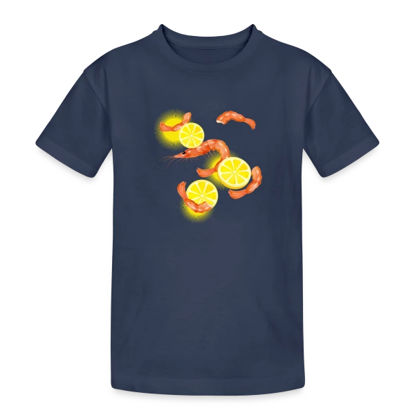 Crevettes et Citron Frais sur T-shirt coton épais ado
