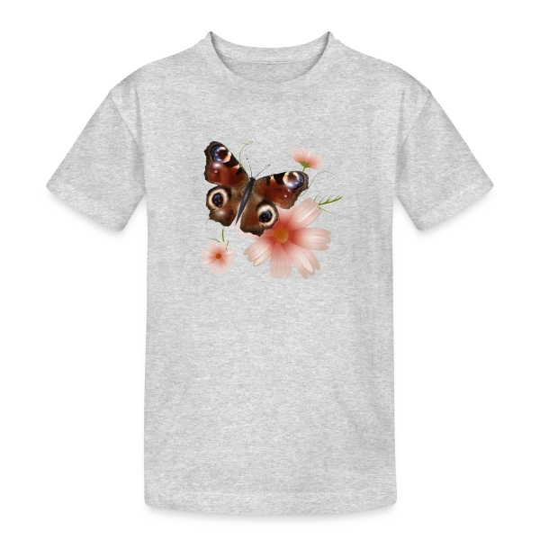 Papillon Paon-du-Jour Éclatant de Roses sur T-shirt coton épais ado