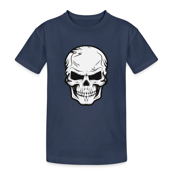 Crâne Sinistre et Malicieux sur T-shirt coton épais ado