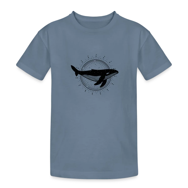 Esprit des Eaux : Baleine Protectrice sur T-shirt coton épais ado