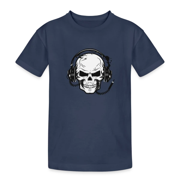 Tête de Mort Casque Audio - Esprit Rock sur T-shirt coton épais ado