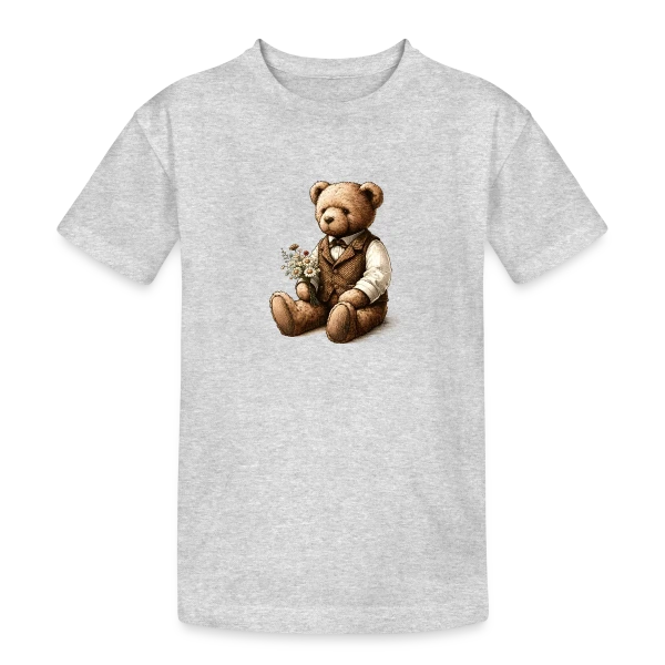 Teddy Vintage Fleuri: Douce Nostalgie sur T-shirt coton épais ado