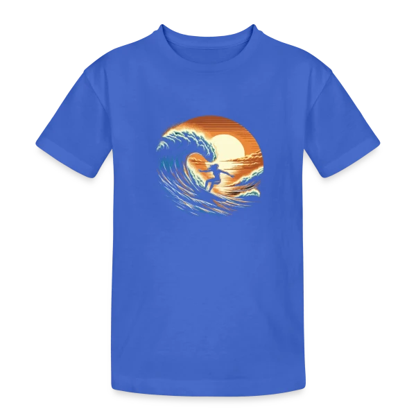 Sunset Surfing Girl - Vague & Coucher de Soleil sur T-shirt coton épais ado