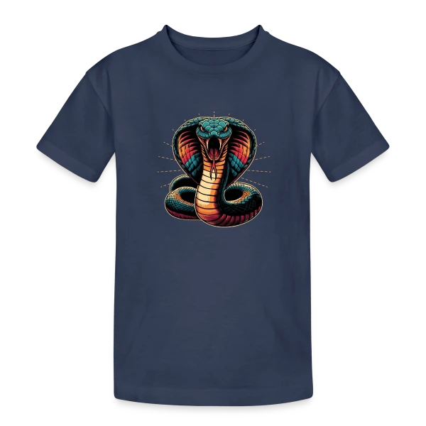 Cobra Royal Éclatant : Style Dynamique et Vives Couleurs sur T-shirt coton épais ado